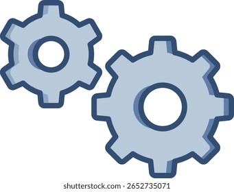 Cogwheel gear vector icon with transparent background. Changeable blue color design.