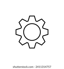 Cogwheel or Gear Vector Symbol. Suitable for books, stores, shops. Editable stroke in minimalistic outline style. Symbol for design 