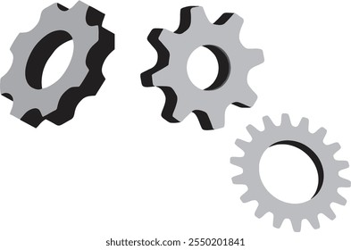 Cogwheel or Gears 3d isolated white background. Repair, Optimizing, Workflow Cartoon Minimal Style. Industry related poster, banner or flyer designing. Easy to change color or manipulate. eps 10.