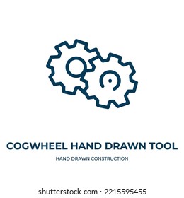 Cogwheel hand drawn tool icon. Linear vector illustration from hand drawn construction collection. Outline cogwheel hand drawn tool icon vector. Thin line symbol for use on web and mobile apps, logo, 
