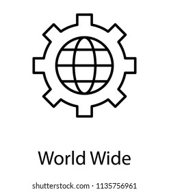 
A cogwheel having globe inside showing business logistics management
