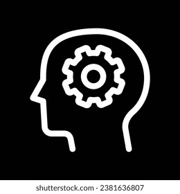 cogwheel, human head icon, linear, vector illustration 