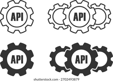 Ícone de roda dentada com símbolo de api ícone de configuração de api ilustração de vetor