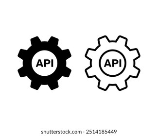 Cogwheel icon with API sign. Web application isolated vector pictogram. Chart vector glyphs icon