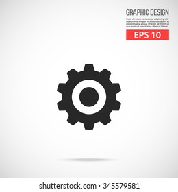 Cogwheel icon. Black pictogram. Modern flat design vector illustration, new high quality concept for web banners, web site, infographics. Vector icon graphic art isolated on gradient background