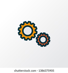 Cogwheel icon colored line symbol. Premium quality isolated gear element in trendy style.