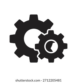 Concepto de diseño de ícono de rueda dentada que representa Configuraciones esenciales Configuración Sistema de gestión de operaciones Proceso de ingeniería Solución de tecnología de desarrollo