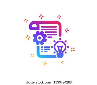 Cogwheel icon. Engineering tool sign. Idea bulb symbol. Dynamic shapes. Gradient design cogwheel icon. Classic style. Vector