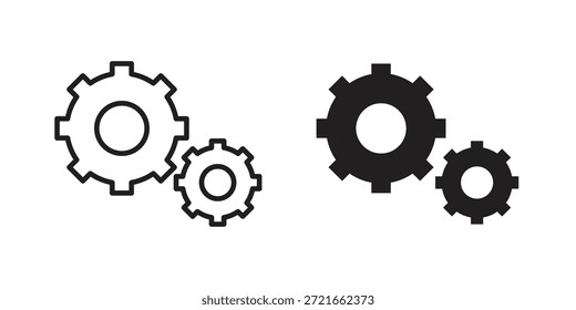 Icono de rueda dentada plana y delgada carrera paquete de Vector. Conjunto de iconos editables