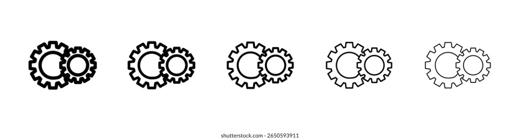 Cogwheel icon graphic set. trendy stroke line style