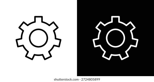 Concepto de logotipo de icono de rueda dentada en trazos