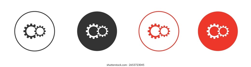 Cogwheel icon for logo, vector sign symbol for design