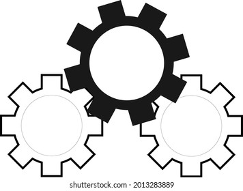 Zahnradsymbol auf weißem Hintergrund