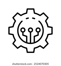 cogwheel icon. Outline style design isolated on white background