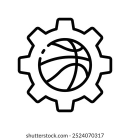 cogwheel icon. Outline style design isolated on white background
