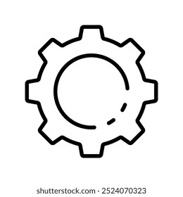 cogwheel icon. Outline style design isolated on white background