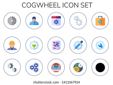 cogwheel icon set. 15 flat cogwheel icons.  Simple modern icons about  - gear, engineer, settings, process, gears, configuration