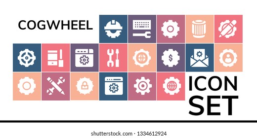 cogwheel icon set. 19 filled cogwheel icons.  Collection Of - Cogwheel, Settings, Gear, Configuration, Setting, Pulley