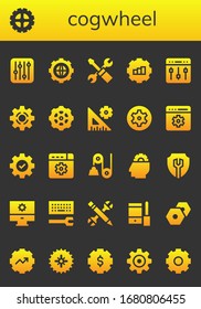 cogwheel icon set. 26 filled cogwheel icons.  Simple modern icons such as: Settings, Gear, Setting, Pulley, Configuration