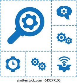 Cogwheel icon. set of 6 cogwheel filled icons such as gear