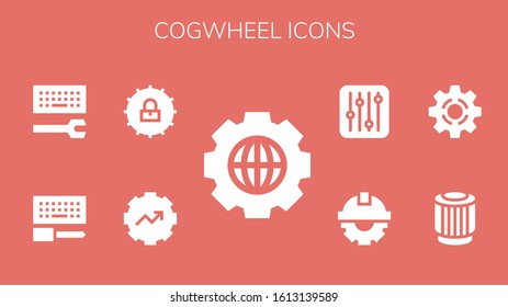 cogwheel icon set. 9 filled cogwheel icons.  Simple modern icons such as: Settings, Gear, Configuration, Pulley, Setting, Cogwheel