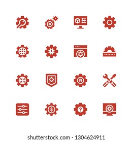 cogwheel icon set. Collection of 16 filled cogwheel icons included Configuration, Settings, Cogwheel, Setting