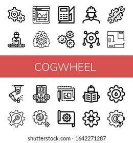 cogwheel icon set. Collection of Settings, Engineer, Gear, Engineering, Gears, Setting, Blueprint, Machinery, Configuration, Cogwheel icons