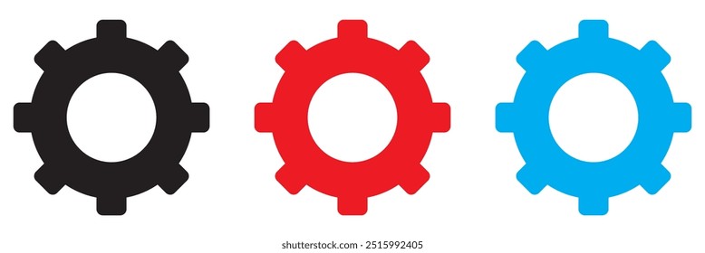 Cogwheel icon set. Line and glyph gearwheel sign. Outline cogwheel mechanism symbol. Gear icon set on white background.