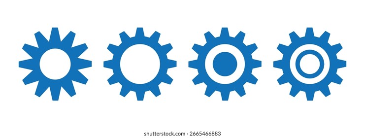 Conjunto de iconos de rueda dentada. Símbolos mecánicos y de Configuraciones. Configuraciones del sistema e íconos de engranajes. Icono de configuración. Ilustración vectorial