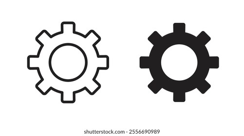 Cogwheel icon set in Thin line black color.