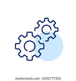 Cogwheel icon symbolizing seamless integration. Synchronized mechanical processes. Pixel perfect, editable stroke icon