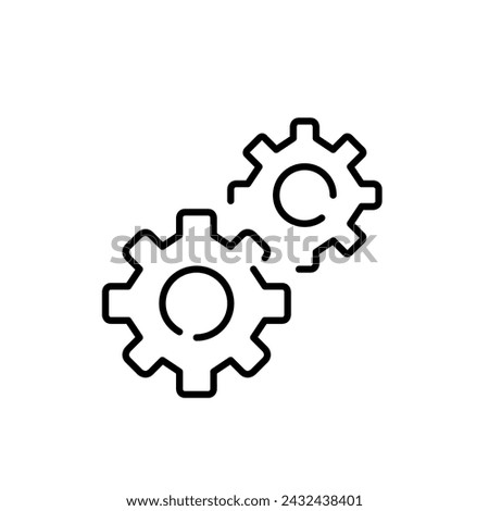 Cogwheel icon symbolizing seamless integration. Synchronized mechanical processes. Pixel perfect, editable stroke vector