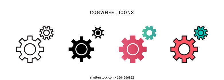 cogwheel icon vector with different style design. isolated on white background