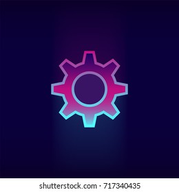 cogwheel icon vector neon glow