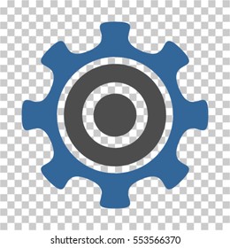 Cogwheel icon. Vector pictogram style is a flat bicolor symbol, cobalt and gray colors, chess transparent background. Designed for software and web interface toolbars and menus.