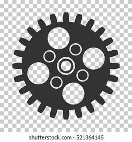 Cogwheel icon. Vector pictograph style is a flat symbol, gray color, chess transparent background. Designed for software and web interface toolbars and menus.