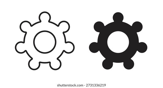 Colección de iconos de rueda dentada. Iconos planos lineales delgados y negros