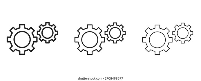 Iconos de rueda dentada. Colección de ícono de Vector perfecto de píxeles