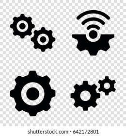 Cogwheel icons set. set of 4 cogwheel filled icons such as gear, gear    sign symb
