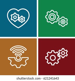 Cogwheel icons set. set of 4 cogwheel outline icons such as gear