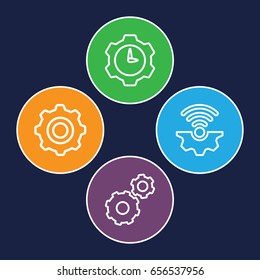 Cogwheel icons set. set of 4 cogwheel outline icons such as gear