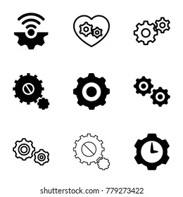 Cogwheel icons. set of 9 editable filled and outline cogwheel icons such as gear connection