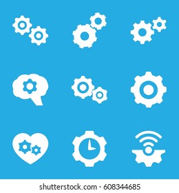 Cogwheel icons set. set of 9 cogwheel filled icons such as gear