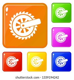 Cogwheel icons set collection vector 6 color isolated on white background
