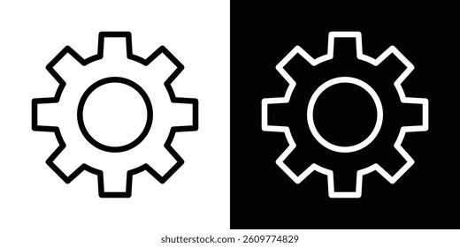 Cogwheel icons vector set in stroke line style