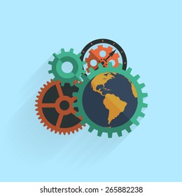 Cogwheel illustration. Flat Design Concept for SEO and development
 Easily edited with good file structure.