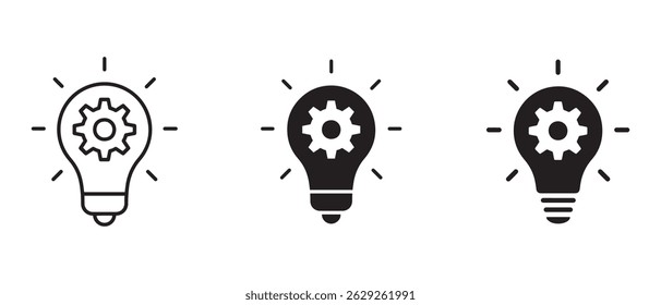 Cogwheel inside light bulb showing creative thinking vector design.