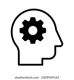 Cogwheel inside mind depicting concept icon of brainstorming vector design