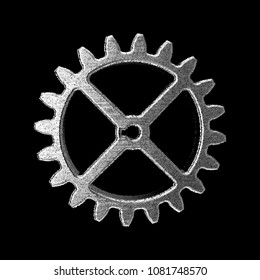 Cogwheel. Isolated on black background. Vector illustration. Pointillism style.