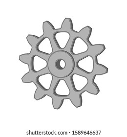 Cogwheel. Isolated on white background. 3D Vector outline illustration.